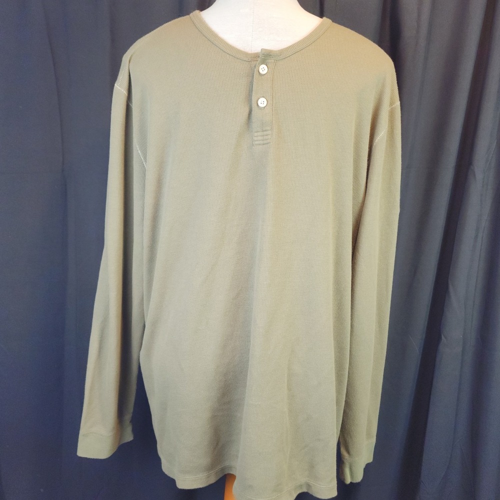 Tommy Bahama Mens Long Sleeve Shirt Olive XXL Waffle Pattern